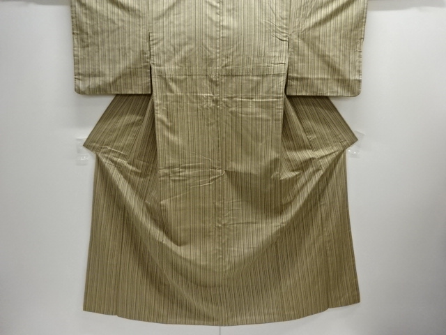 アンティーク　縞織り出し手織り真綿紬着物